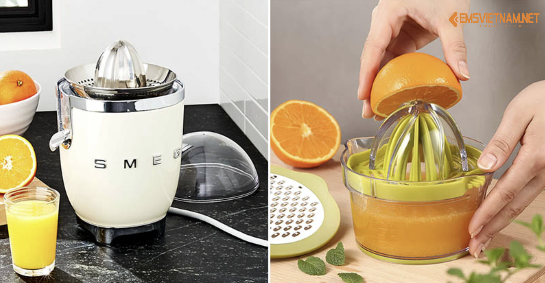 VẬN CHUYỂN BỘ DUNG CỤ VẮT CAM SANG NƯỚC MỸ AN TOÀN, UY TÍN